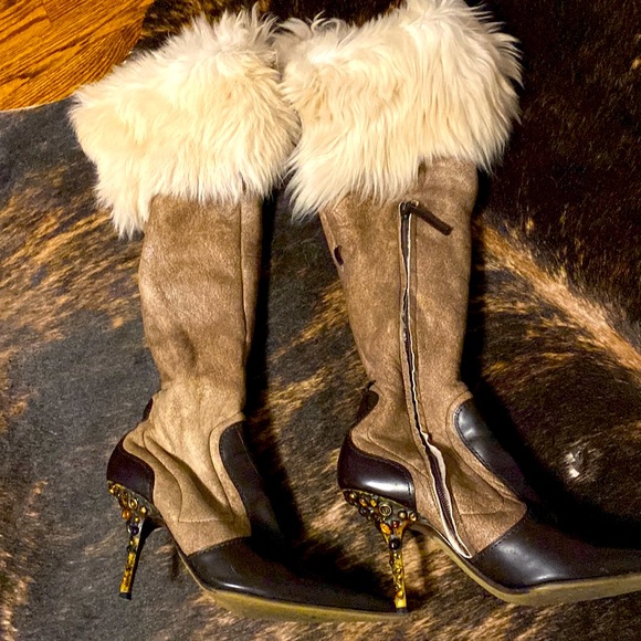 Giuseppe Zanotti Shoes - Limited edition collectible Giuseppe Zanotti over the knee fully fur lined boots